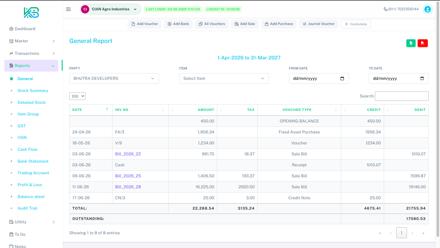 Post-dated cheque management & advanced HSN reports