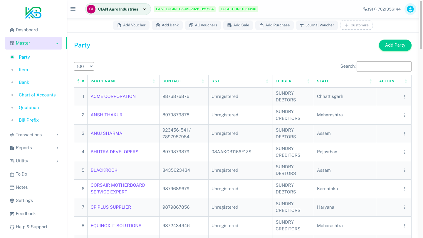 Inventory levels & alerts ledger